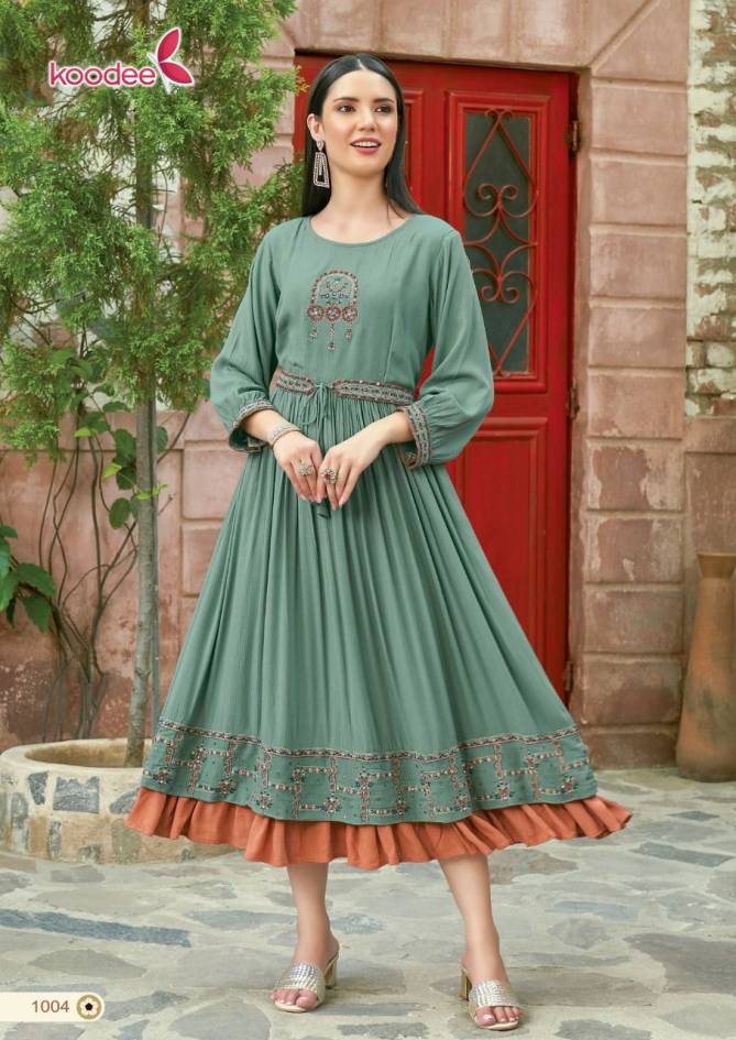 Koodee Roshani 1 Party Wear Gown Style Wholesale Kurti Collection